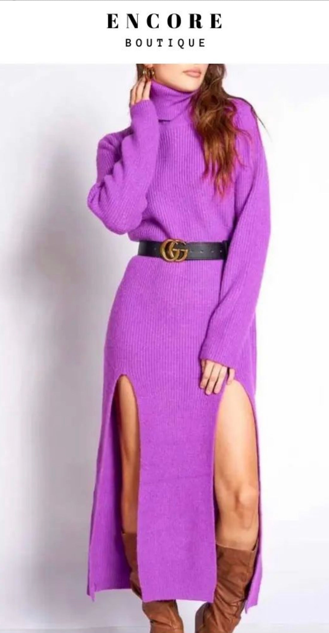 Wool Sweater Dress With Belt